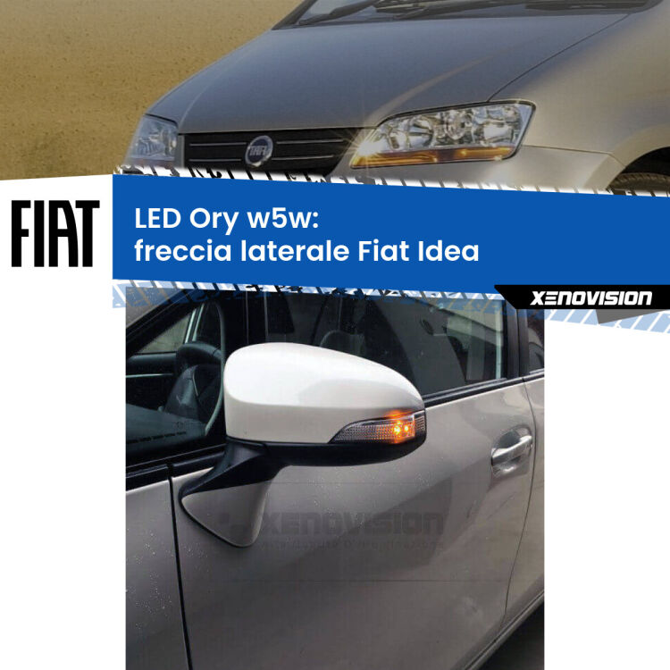 0 Freccia laterale LED per Fiat Idea  2003 - 2015: Ory w5w <strong>LED freccia laterale w5w per Fiat Idea</strong>  2003 - 2015. Una lampadina <strong>w5w</strong> canbus luce arancio modello Ory Xenovision.