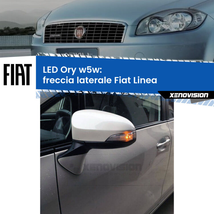 0 Freccia laterale LED per Fiat Linea 2007 - 2018: Ory w5w <strong>LED freccia laterale w5w per Fiat Linea</strong> 2007 - 2018. Una lampadina <strong>w5w</strong> canbus luce arancio modello Ory Xenovision.