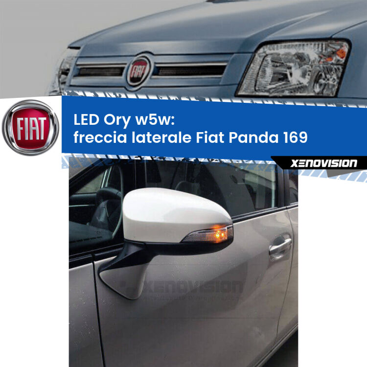 <strong>LED freccia laterale w5w per Fiat Panda</strong> 169 2003 - 2012. Una lampadina <strong>w5w</strong> canbus luce arancio modello Ory Xenovision.