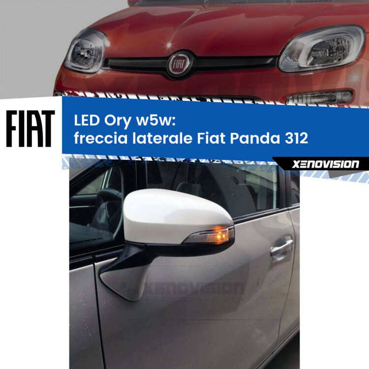 0 Freccia laterale LED per Fiat Panda 312 2012 in poi: Ory w5w <strong>LED freccia laterale w5w per Fiat Panda</strong> 312 2012 in poi. Una lampadina <strong>w5w</strong> canbus luce arancio modello Ory Xenovision.