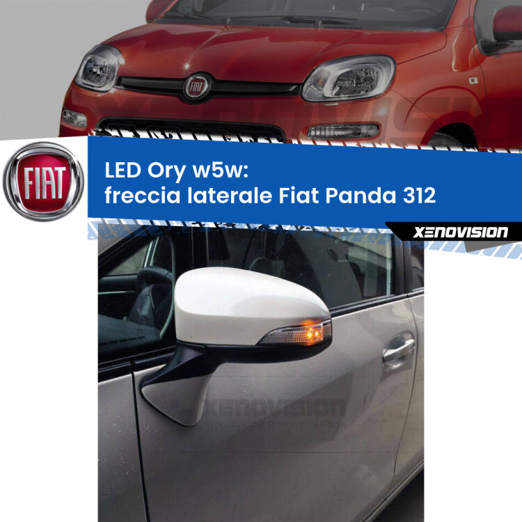<strong>LED freccia laterale w5w per Fiat Panda</strong> 312 2012 in poi. Una lampadina <strong>w5w</strong> canbus luce arancio modello Ory Xenovision.