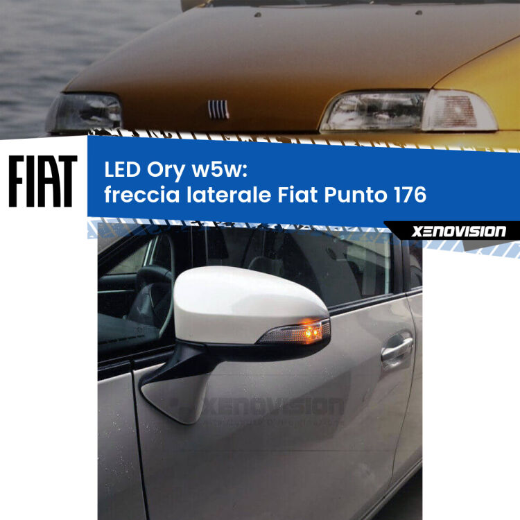 0 Freccia laterale LED per Fiat Punto 176 1993 - 1999: Ory w5w <strong>LED freccia laterale w5w per Fiat Punto</strong> 176 1993 - 1999. Una lampadina <strong>w5w</strong> canbus luce arancio modello Ory Xenovision.