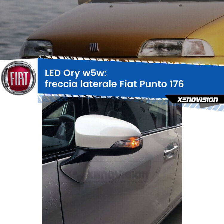<strong>LED freccia laterale w5w per Fiat Punto</strong> 176 1993 - 1999. Una lampadina <strong>w5w</strong> canbus luce arancio modello Ory Xenovision.