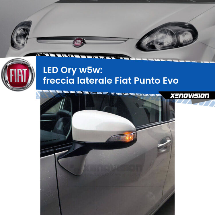 <strong>LED freccia laterale w5w per Fiat Punto Evo</strong>  2009 - 2015. Una lampadina <strong>w5w</strong> canbus luce arancio modello Ory Xenovision.