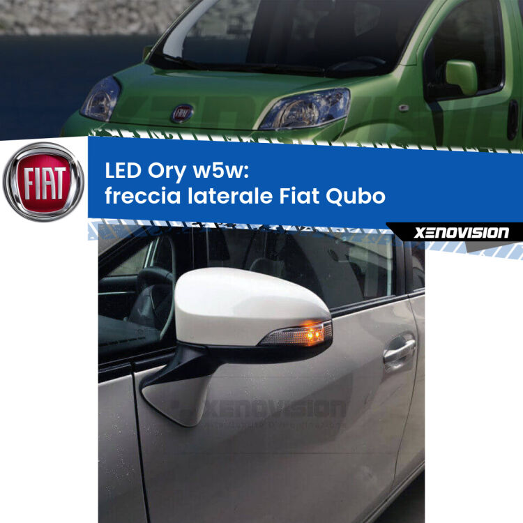 <strong>LED freccia laterale w5w per Fiat Qubo</strong>  2008 - 2021. Una lampadina <strong>w5w</strong> canbus luce arancio modello Ory Xenovision.