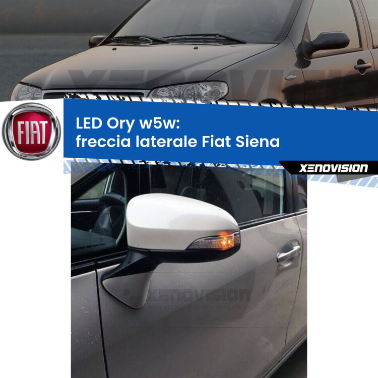 <strong>LED freccia laterale w5w per Fiat Siena</strong>  1996 - 2012. Una lampadina <strong>w5w</strong> canbus luce arancio modello Ory Xenovision.