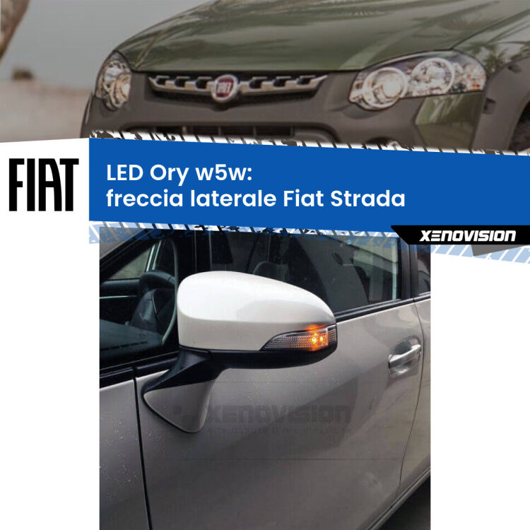 0 Freccia laterale LED per Fiat Strada 1999 - 2021: Ory w5w <strong>LED freccia laterale w5w per Fiat Strada</strong> 1999 - 2021. Una lampadina <strong>w5w</strong> canbus luce arancio modello Ory Xenovision.