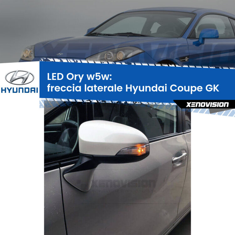 <strong>LED freccia laterale w5w per Hyundai Coupe</strong> GK prima serie. Una lampadina <strong>w5w</strong> canbus luce arancio modello Ory Xenovision.