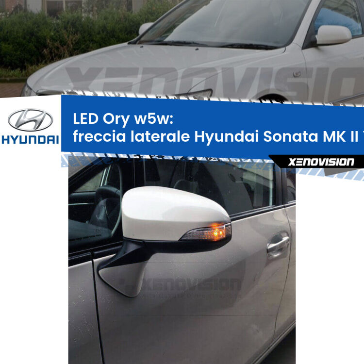 <strong>LED freccia laterale w5w per Hyundai Sonata MK II</strong> Y-3 1993 - 1998. Una lampadina <strong>w5w</strong> canbus luce arancio modello Ory Xenovision.