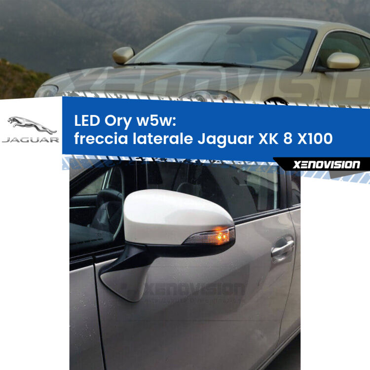 <strong>LED freccia laterale w5w per Jaguar XK 8</strong> X100 1996 - 2005. Una lampadina <strong>w5w</strong> canbus luce arancio modello Ory Xenovision.