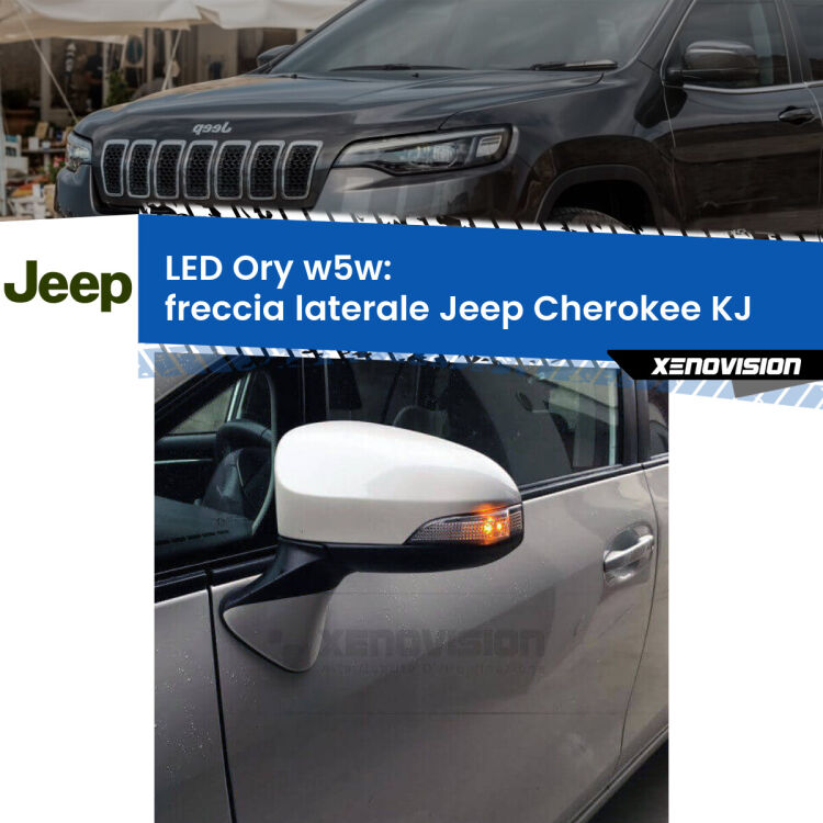 <strong>LED freccia laterale w5w per Jeep Cherokee</strong> KJ 2002 - 2007. Una lampadina <strong>w5w</strong> canbus luce arancio modello Ory Xenovision.