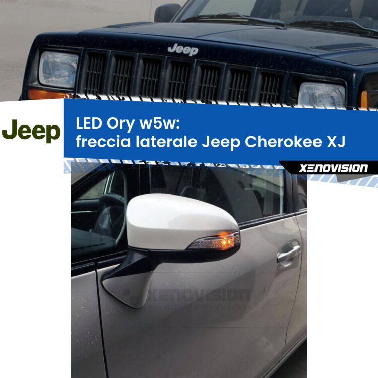 <strong>LED freccia laterale w5w per Jeep Cherokee</strong> XJ 1984 - 2001. Una lampadina <strong>w5w</strong> canbus luce arancio modello Ory Xenovision.