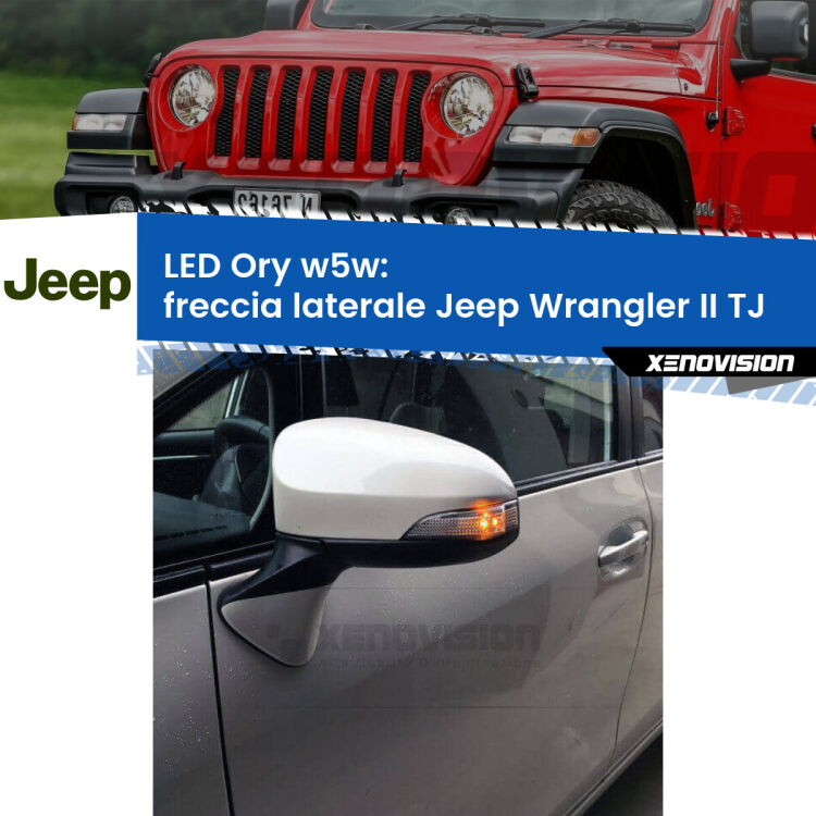 <strong>LED freccia laterale w5w per Jeep Wrangler II</strong> TJ 1996 - 2005. Una lampadina <strong>w5w</strong> canbus luce arancio modello Ory Xenovision.