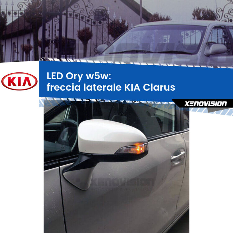 <strong>LED freccia laterale w5w per KIA Clarus</strong>  1996 - 2001. Una lampadina <strong>w5w</strong> canbus luce arancio modello Ory Xenovision.