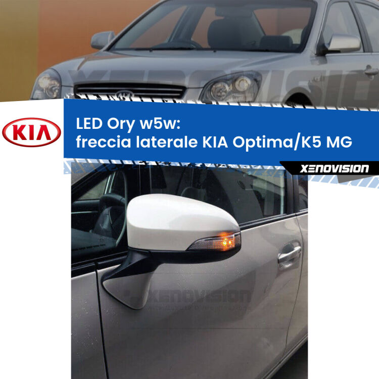 <strong>LED freccia laterale w5w per KIA Optima/K5</strong> MG 2005 - 2009. Una lampadina <strong>w5w</strong> canbus luce arancio modello Ory Xenovision.