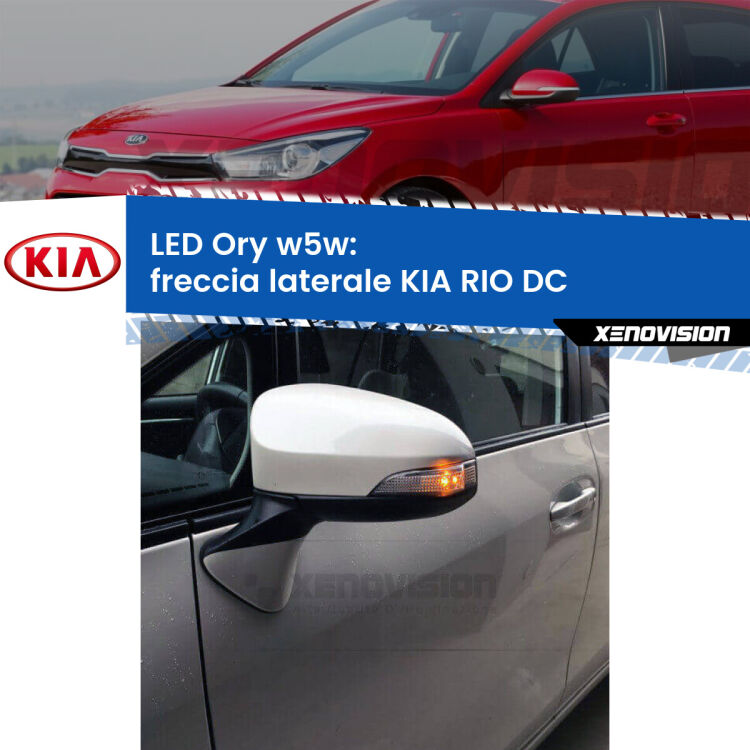 <strong>LED freccia laterale w5w per KIA RIO</strong> DC 1999 - 2004. Una lampadina <strong>w5w</strong> canbus luce arancio modello Ory Xenovision.