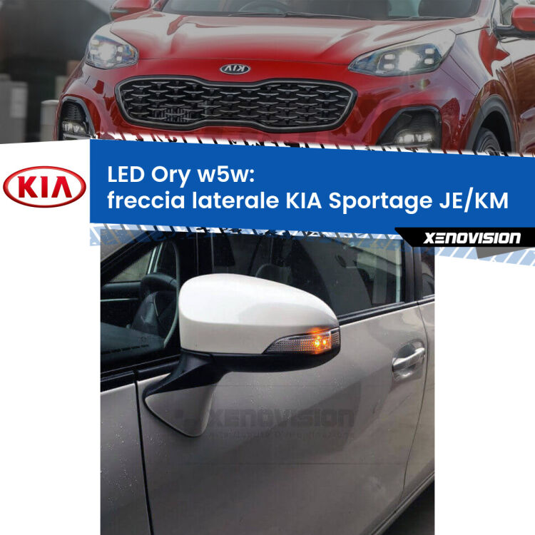<strong>LED freccia laterale w5w per KIA Sportage</strong> JE/KM 2004 - 2009. Una lampadina <strong>w5w</strong> canbus luce arancio modello Ory Xenovision.
