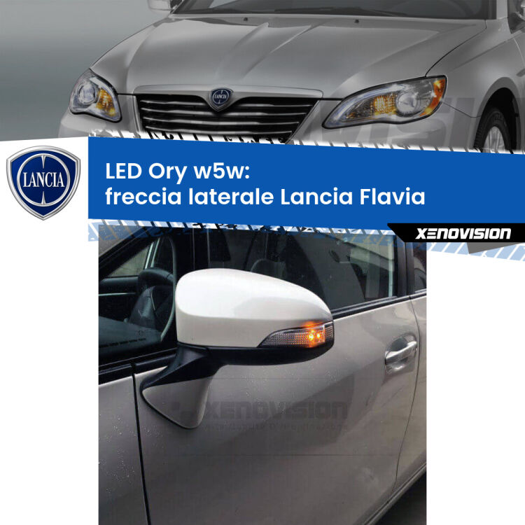 <strong>LED freccia laterale w5w per Lancia Flavia</strong>  2012 - 2014. Una lampadina <strong>w5w</strong> canbus luce arancio modello Ory Xenovision.