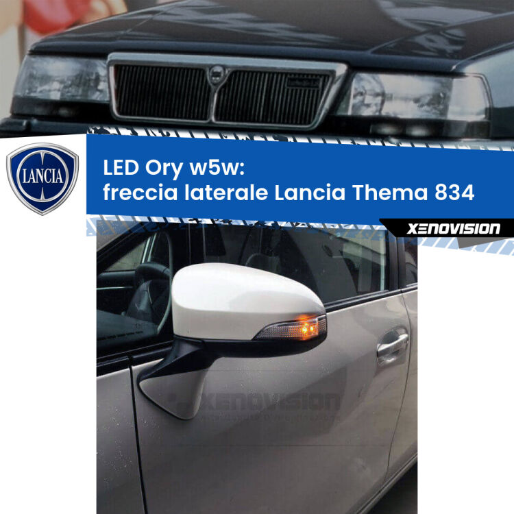 <strong>LED freccia laterale w5w per Lancia Thema</strong> 834 1984 - 1994. Una lampadina <strong>w5w</strong> canbus luce arancio modello Ory Xenovision.
