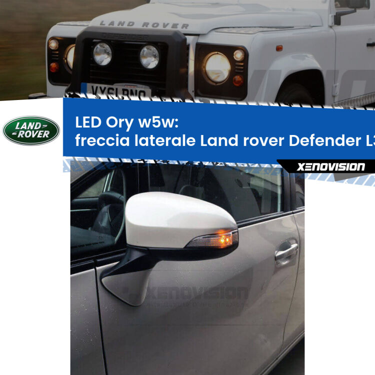 <strong>LED freccia laterale w5w per Land rover Defender</strong> L316 faro giallo. Una lampadina <strong>w5w</strong> canbus luce arancio modello Ory Xenovision.