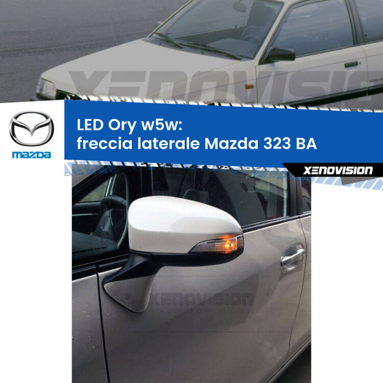 <strong>LED freccia laterale w5w per Mazda 323</strong> BA 1994 - 1998. Una lampadina <strong>w5w</strong> canbus luce arancio modello Ory Xenovision.