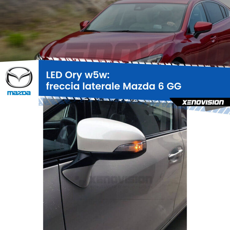 <strong>LED freccia laterale w5w per Mazda 6</strong> GG 2002 - 2007. Una lampadina <strong>w5w</strong> canbus luce arancio modello Ory Xenovision.
