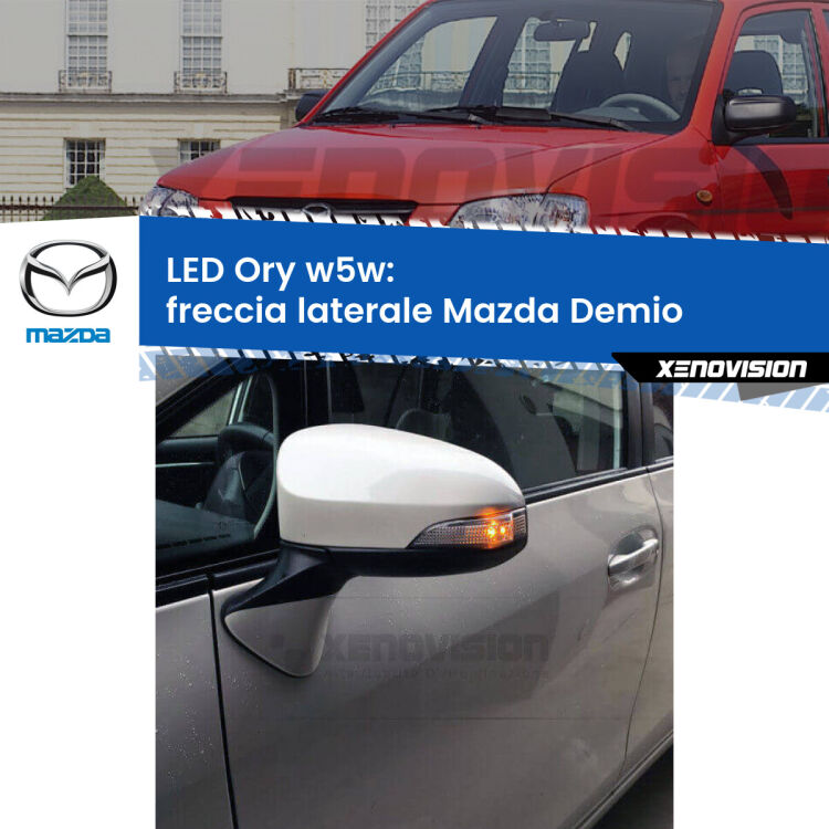<strong>LED freccia laterale w5w per Mazda Demio</strong>  1998 - 2003. Una lampadina <strong>w5w</strong> canbus luce arancio modello Ory Xenovision.