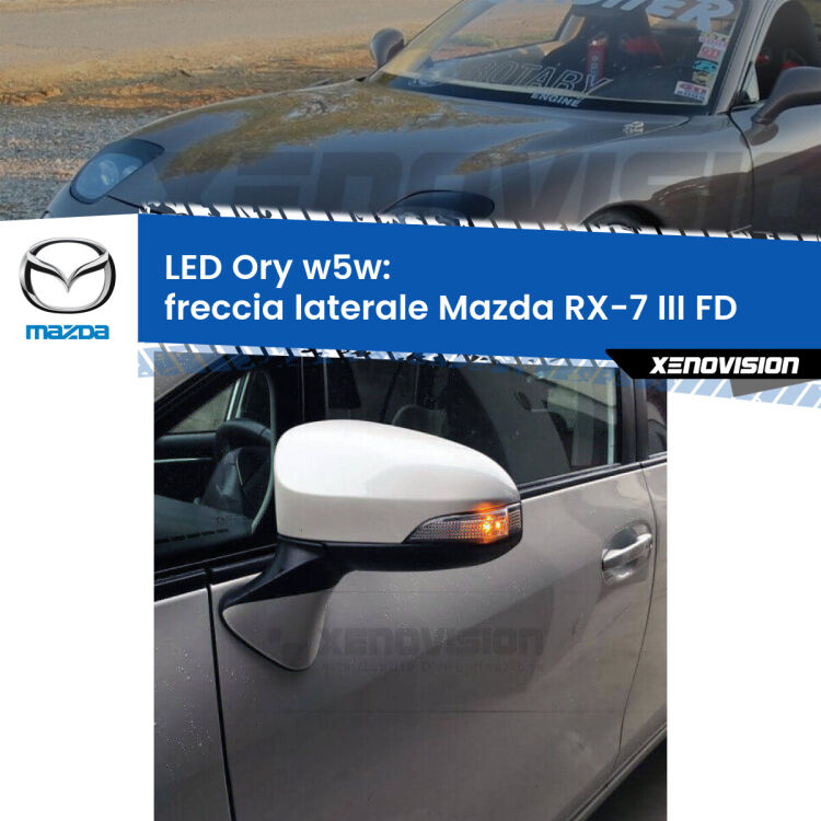 <strong>LED freccia laterale w5w per Mazda RX-7 III</strong> FD 1992 - 2002. Una lampadina <strong>w5w</strong> canbus luce arancio modello Ory Xenovision.