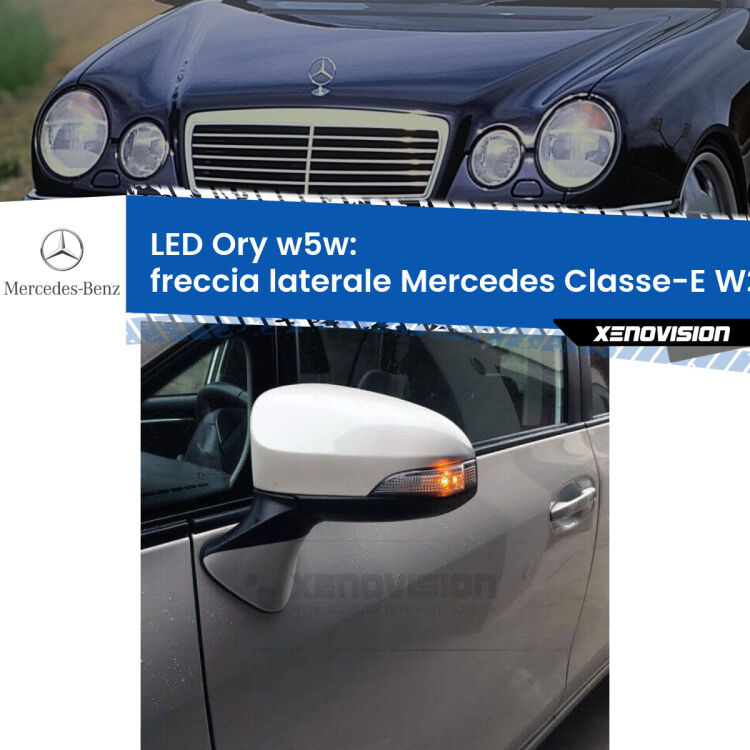 <strong>LED freccia laterale w5w per Mercedes Classe-E</strong> W210 1995 - 1999. Una lampadina <strong>w5w</strong> canbus luce arancio modello Ory Xenovision.