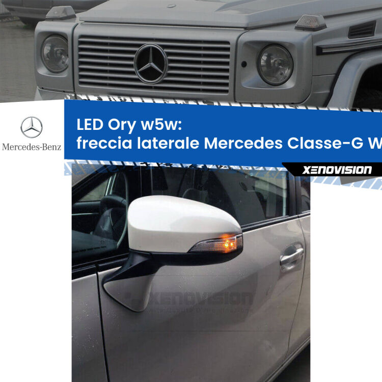 0 Freccia laterale LED per Mercedes Classe-G W463 faro bianco: Ory w5w <strong>LED freccia laterale w5w per Mercedes Classe-G</strong> W463 faro bianco. Una lampadina <strong>w5w</strong> canbus luce arancio modello Ory Xenovision.