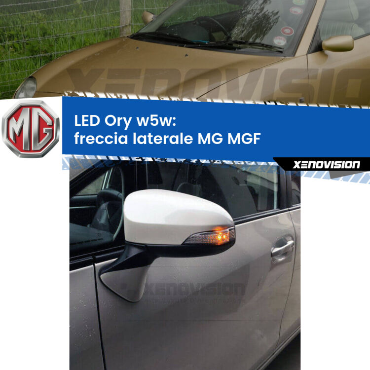 <strong>LED freccia laterale w5w per MG MGF</strong>  1995 - 2002. Una lampadina <strong>w5w</strong> canbus luce arancio modello Ory Xenovision.