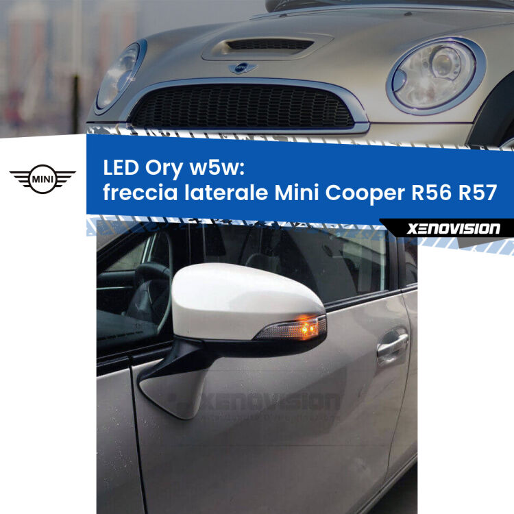 0 Freccia laterale LED per Mini Cooper R56 R57 faro bianco: Ory w5w <strong>LED freccia laterale w5w per Mini Cooper</strong> R56 R57 faro bianco. Una lampadina <strong>w5w</strong> canbus luce arancio modello Ory Xenovision.