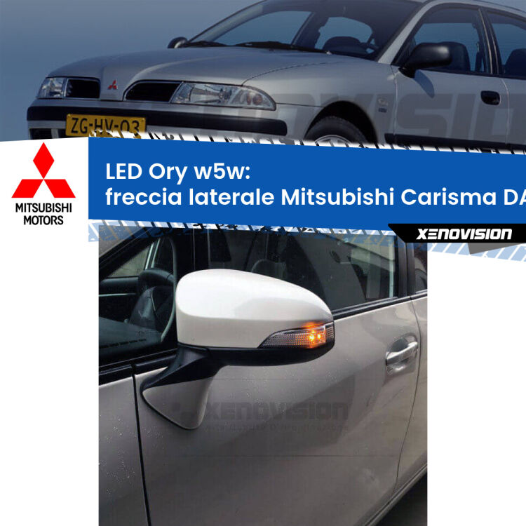 <strong>LED freccia laterale w5w per Mitsubishi Carisma</strong> DA 1995 - 1999. Una lampadina <strong>w5w</strong> canbus luce arancio modello Ory Xenovision.