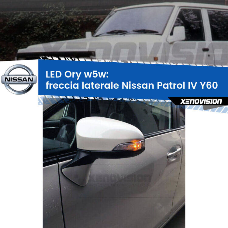 <strong>LED freccia laterale w5w per Nissan Patrol IV</strong> Y60 1988 - 1997. Una lampadina <strong>w5w</strong> canbus luce arancio modello Ory Xenovision.