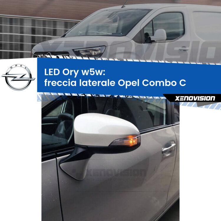 0 Freccia laterale LED per Opel Combo C  2001 - 2011: Ory w5w <strong>LED freccia laterale w5w per Opel Combo C</strong>  2001 - 2011. Una lampadina <strong>w5w</strong> canbus luce arancio modello Ory Xenovision.