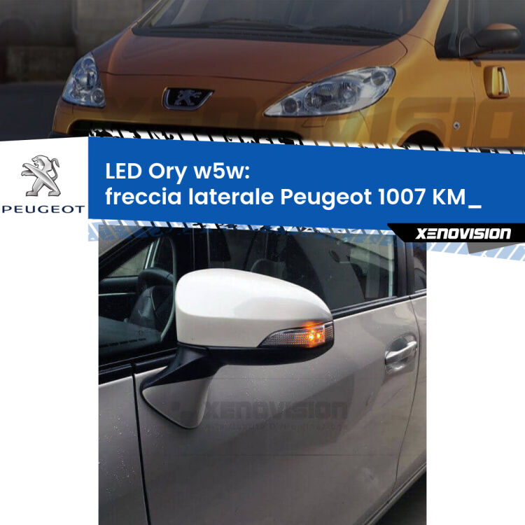 0 Freccia laterale LED per Peugeot 1007 KM_ 2005 - 2009: Ory w5w <strong>LED freccia laterale w5w per Peugeot 1007</strong> KM_ 2005 - 2009. Una lampadina <strong>w5w</strong> canbus luce arancio modello Ory Xenovision.