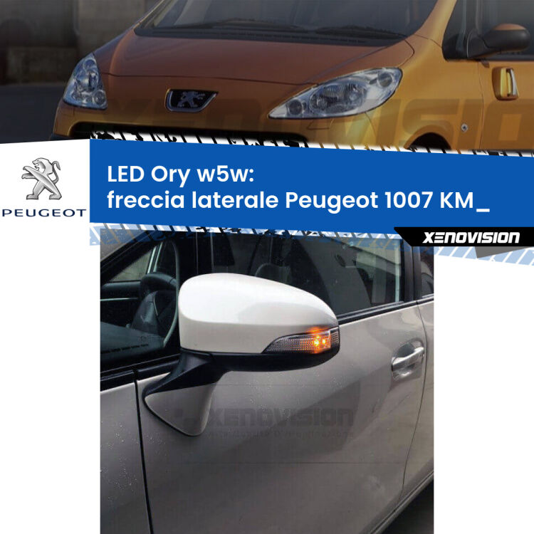 <strong>LED freccia laterale w5w per Peugeot 1007</strong> KM_ 2005 - 2009. Una lampadina <strong>w5w</strong> canbus luce arancio modello Ory Xenovision.
