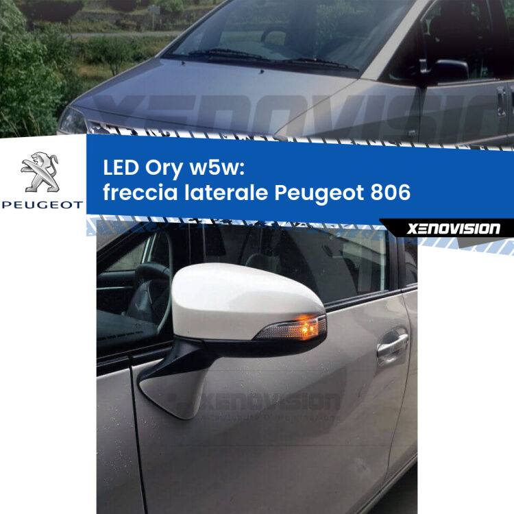 0 Freccia laterale LED per Peugeot 806 faro bianco: Ory w5w <strong>LED freccia laterale w5w per Peugeot 806</strong> faro bianco. Una lampadina <strong>w5w</strong> canbus luce arancio modello Ory Xenovision.
