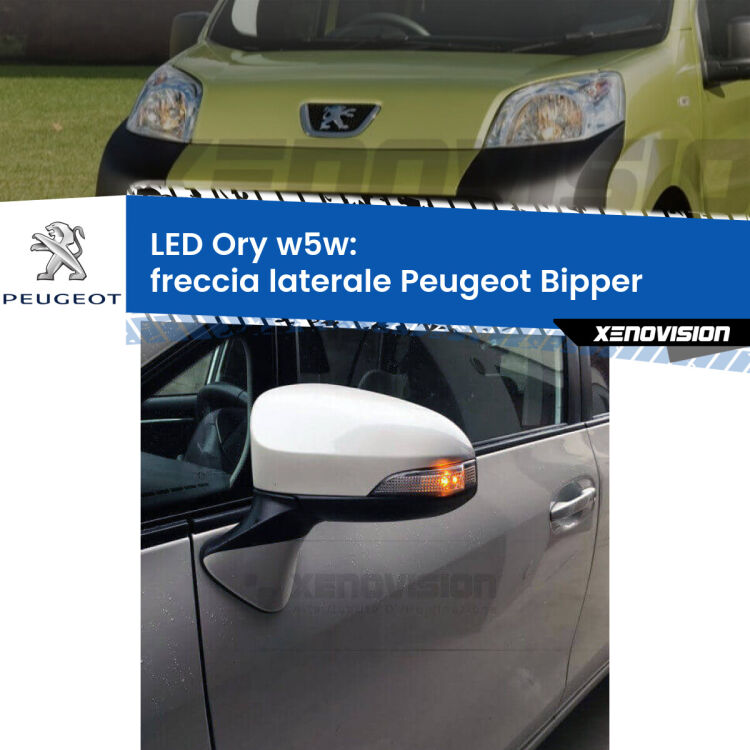 <strong>LED freccia laterale w5w per Peugeot Bipper</strong>  2008 in poi. Una lampadina <strong>w5w</strong> canbus luce arancio modello Ory Xenovision.