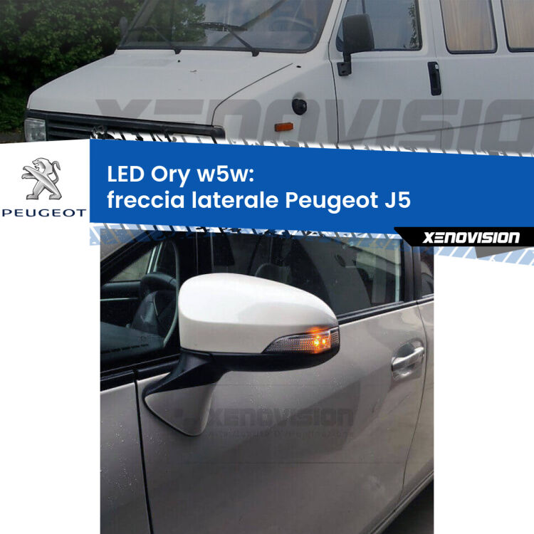 <strong>LED freccia laterale w5w per Peugeot J5</strong>  1990 - 1994. Una lampadina <strong>w5w</strong> canbus luce arancio modello Ory Xenovision.