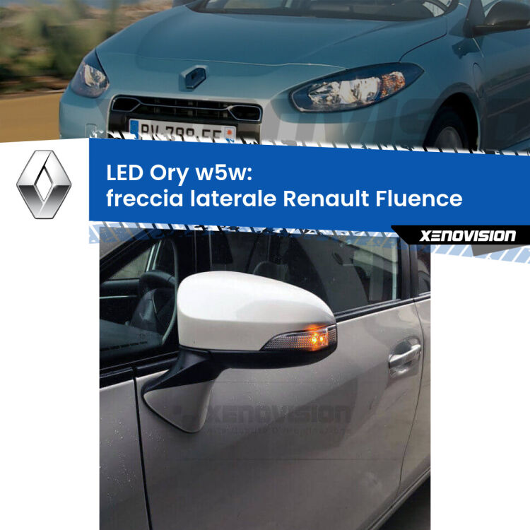 <strong>LED freccia laterale w5w per Renault Fluence</strong>  2010 - 2015. Una lampadina <strong>w5w</strong> canbus luce arancio modello Ory Xenovision.