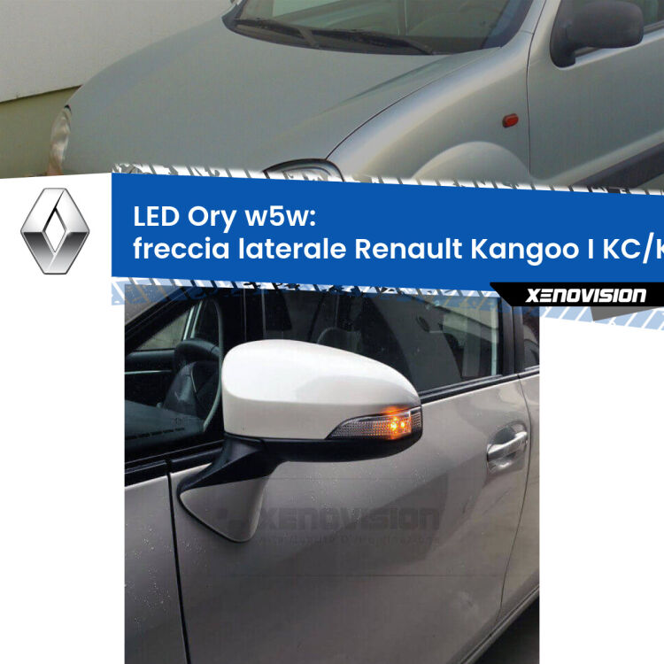<strong>LED freccia laterale w5w per Renault Kangoo I</strong> KC/KC faro bianco. Una lampadina <strong>w5w</strong> canbus luce arancio modello Ory Xenovision.