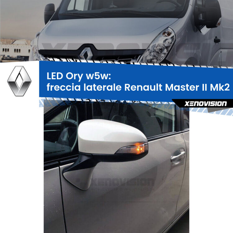 <strong>LED freccia laterale w5w per Renault Master II</strong> Mk2 faro bianco. Una lampadina <strong>w5w</strong> canbus luce arancio modello Ory Xenovision.