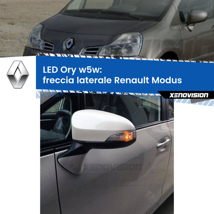 <strong>LED freccia laterale w5w per Renault Modus</strong>  2004 - 2012. Una lampadina <strong>w5w</strong> canbus luce arancio modello Ory Xenovision.