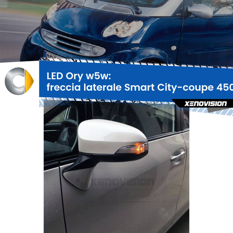 <strong>LED freccia laterale w5w per Smart City-coupe</strong> 450 1998 - 2004. Una lampadina <strong>w5w</strong> canbus luce arancio modello Ory Xenovision.