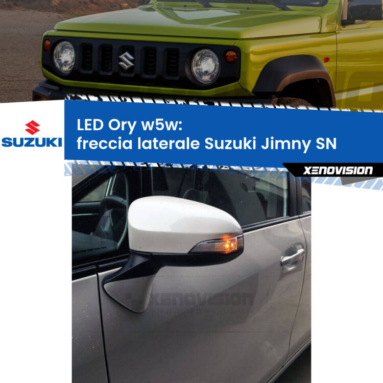 <strong>LED freccia laterale w5w per Suzuki Jimny</strong> SN 1998 in poi. Una lampadina <strong>w5w</strong> canbus luce arancio modello Ory Xenovision.