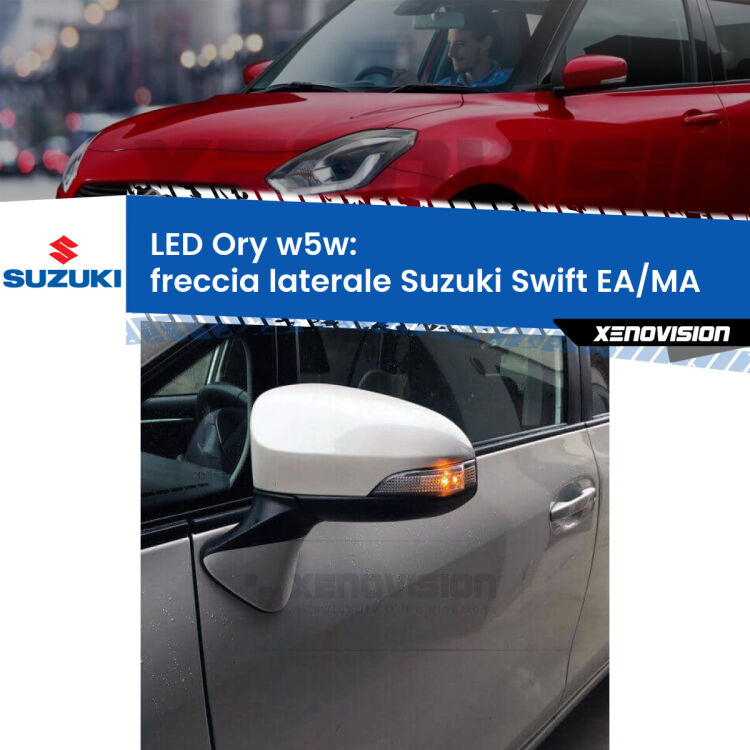 <strong>LED freccia laterale w5w per Suzuki Swift</strong> EA/MA 1989 - 2003. Una lampadina <strong>w5w</strong> canbus luce arancio modello Ory Xenovision.