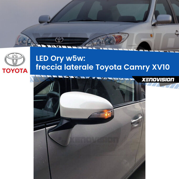 0 Freccia laterale LED per Toyota Camry XV10 1991 - 1996: Ory w5w <strong>LED freccia laterale w5w per Toyota Camry</strong> XV10 1991 - 1996. Una lampadina <strong>w5w</strong> canbus luce arancio modello Ory Xenovision.