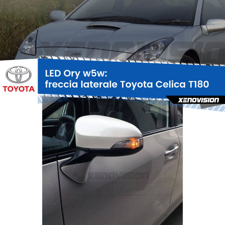 0 Freccia laterale LED per Toyota Celica T180 1989 - 1993: Ory w5w <strong>LED freccia laterale w5w per Toyota Celica</strong> T180 1989 - 1993. Una lampadina <strong>w5w</strong> canbus luce arancio modello Ory Xenovision.