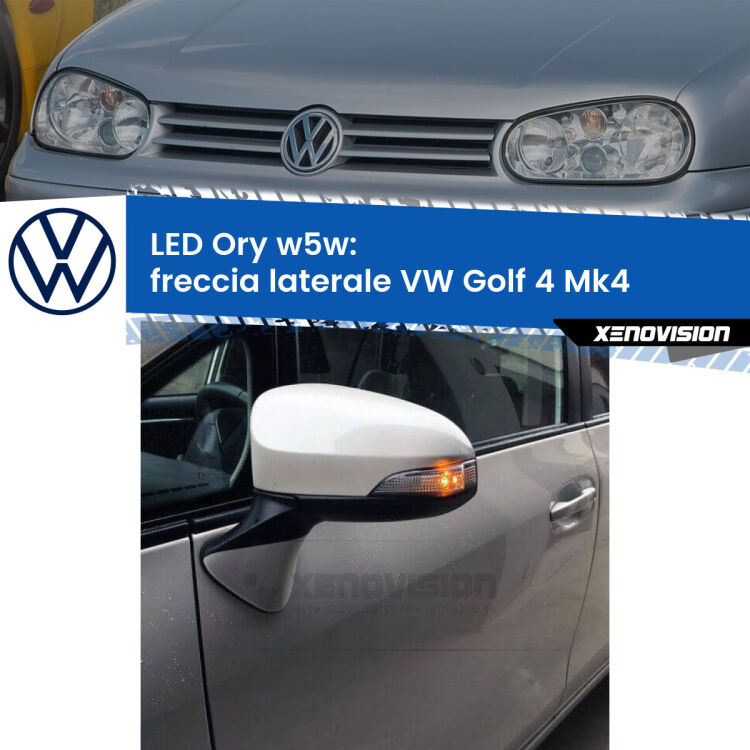 <strong>LED freccia laterale w5w per VW Golf 4</strong> Mk4 faro bianco. Una lampadina <strong>w5w</strong> canbus luce arancio modello Ory Xenovision.
